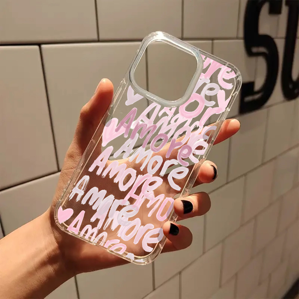 Image of Rosa Amore Coquette Clear Transparent Phone Case For Iphone Models 17, 16, 11, 15, 14, 13, 12 Pro Max And , A Gift Option For Girls And Women.