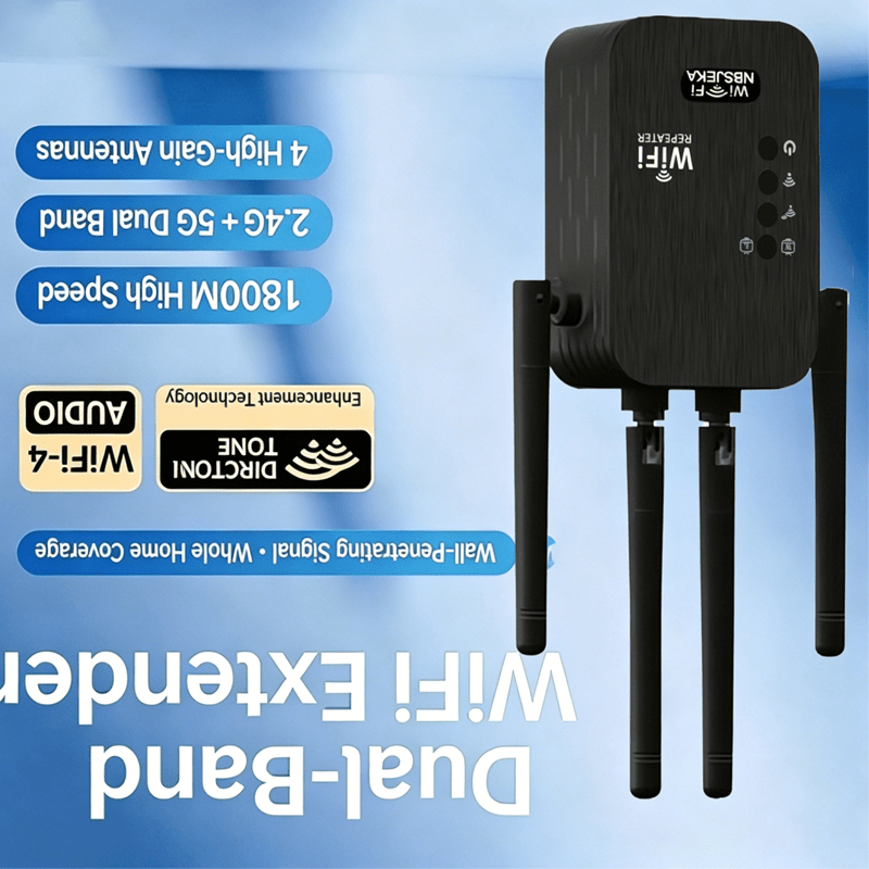 Image of Wireless Wifi Signal Amplifier Repeater, 1800mbps 2.4ghz Wifi Extender Equipped With Rj45 Ethernet Port, Full Coverage For Household & Office, Perfect Tech Gift For Guys
