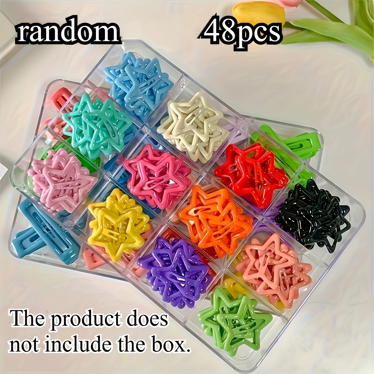 TEMU 48pcs Random Star Hair Clips, Candy Color Bangs Clips, Cute Girly Mini Hairpins, Multicolor Portable Hair Additions, Valentine's Day Gifts