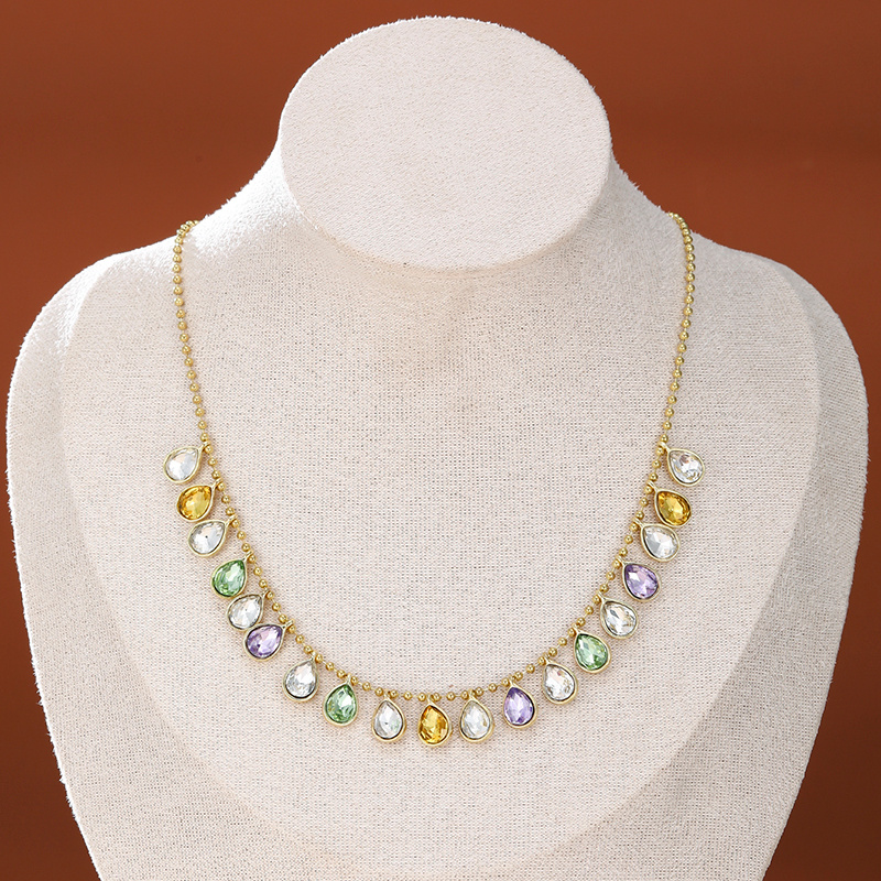 TEMU 1pc Light Luxury Colorful Necklace, Fashionable Clavicle Chain, Festivals, Parties, Gifts, Women' Banquet Wear