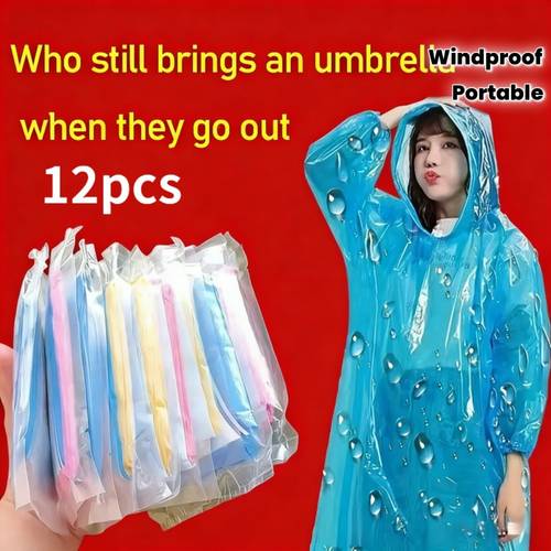 12pcs universal compressed raincoat high quality pe material pocket sized and portable suitable for hiking camping fishing windproof blue floral adult universal gear
