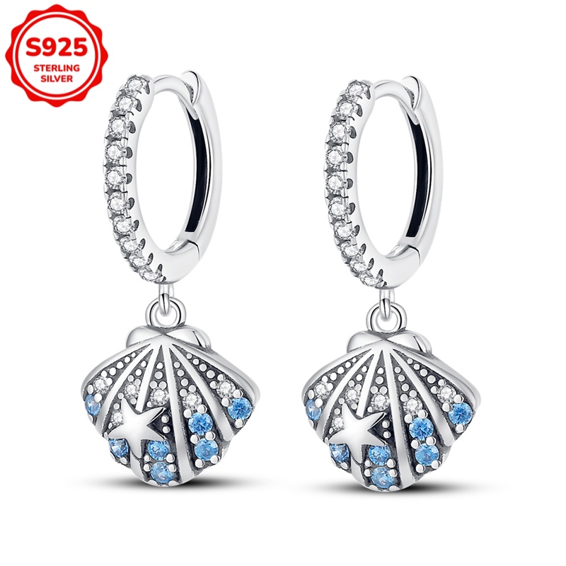 925 Sterling Silver Women's Hypoallergenic Ocean Shell Earrings, Exquisite Earrings, Elegant Gift For Her