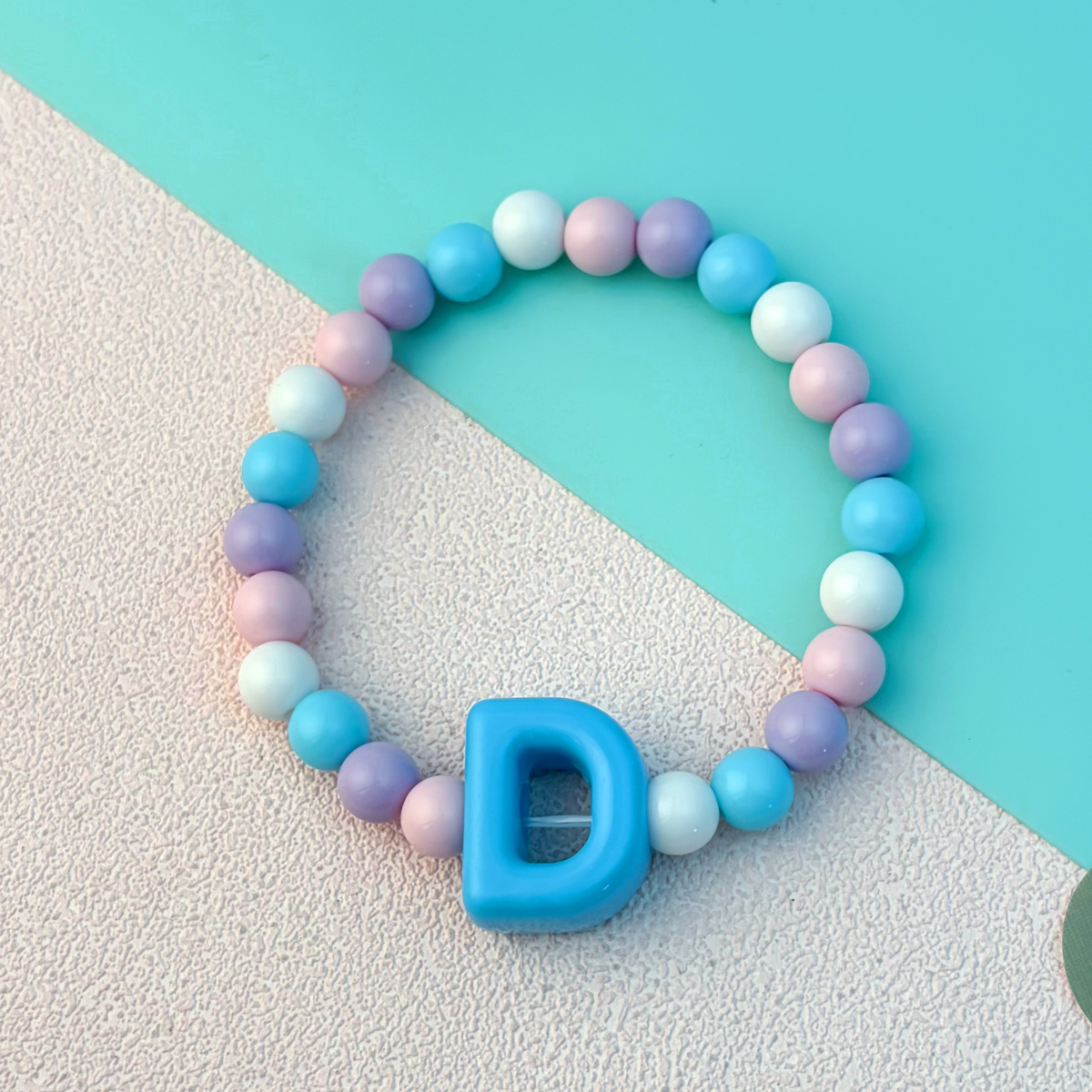 Playful Cartoon Macaron Multicolor Letter Elastic Bracelet