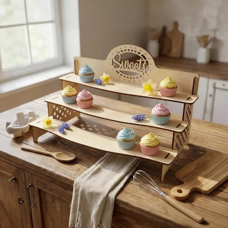 imagen del artículo 1 soporte de madera para cupcakes, estante de exhibición de cupcakes de papel en varios niveles, diseño de madera natural, exhibidor   de varios niveles, ideal para la decoración   y las decoraciones de  