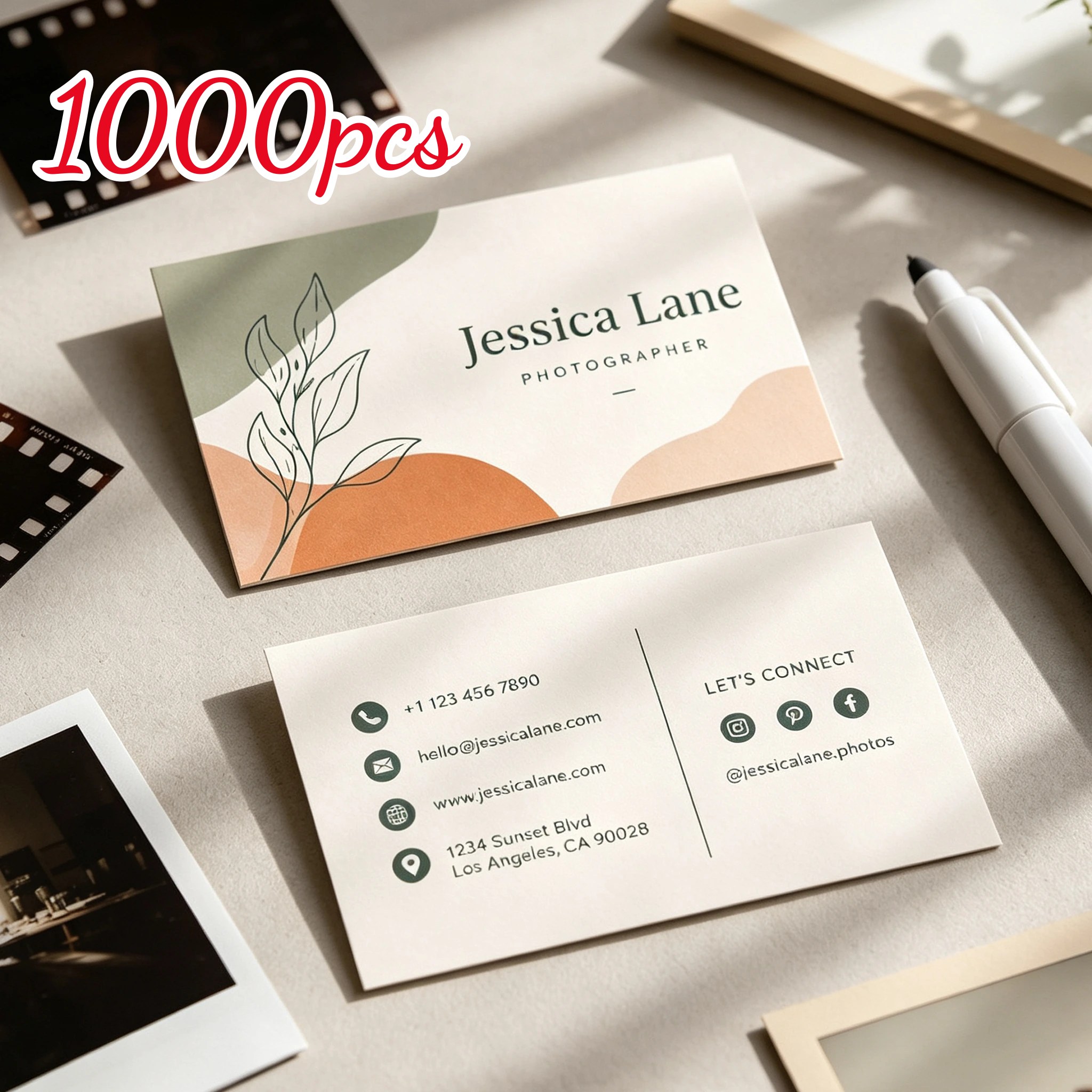 TEMU 1000/2000pcs Custom Business Cards Suitable For Office, Orders Personalized Logo/photo Printing, Double-sided Laminated Paper, 300gsm Coated