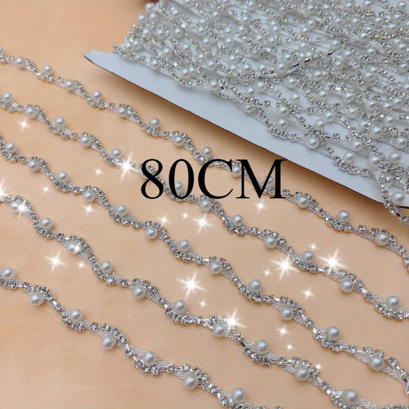 TEMU Rhinestone Trim, Crystal Rhinestone Chain, With Elegant Rhinestone Appliqué Decoration, Very Suitable For Decorating Shoes, Hats, Clothing, Bags