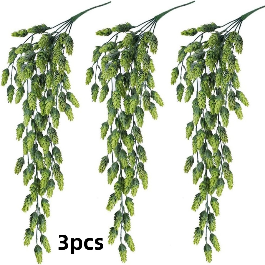 Image of 3pcs Artificial Flowers, Realistic Faux Plastic Greenery Hanging Vines, Uv-resistant Flower Wreath Decorations For Home, Wall, Garden, Wedding, Party, Outdoor, Balcony, And Décor