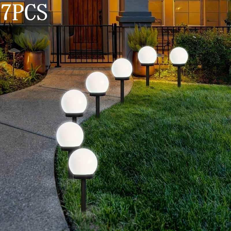 Image of 7pcs Solar-powered Outdoor Lawn Lights Ground Lamps For Patio, Balcony, Yard, Fence, Garden Landscaping Solar Outdoor Lights