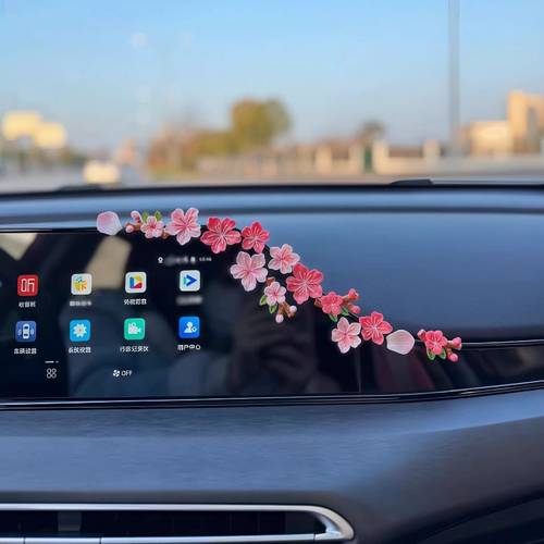 vintage cherry car decoration sticker 3d flower center console sticker car interior decoration gift