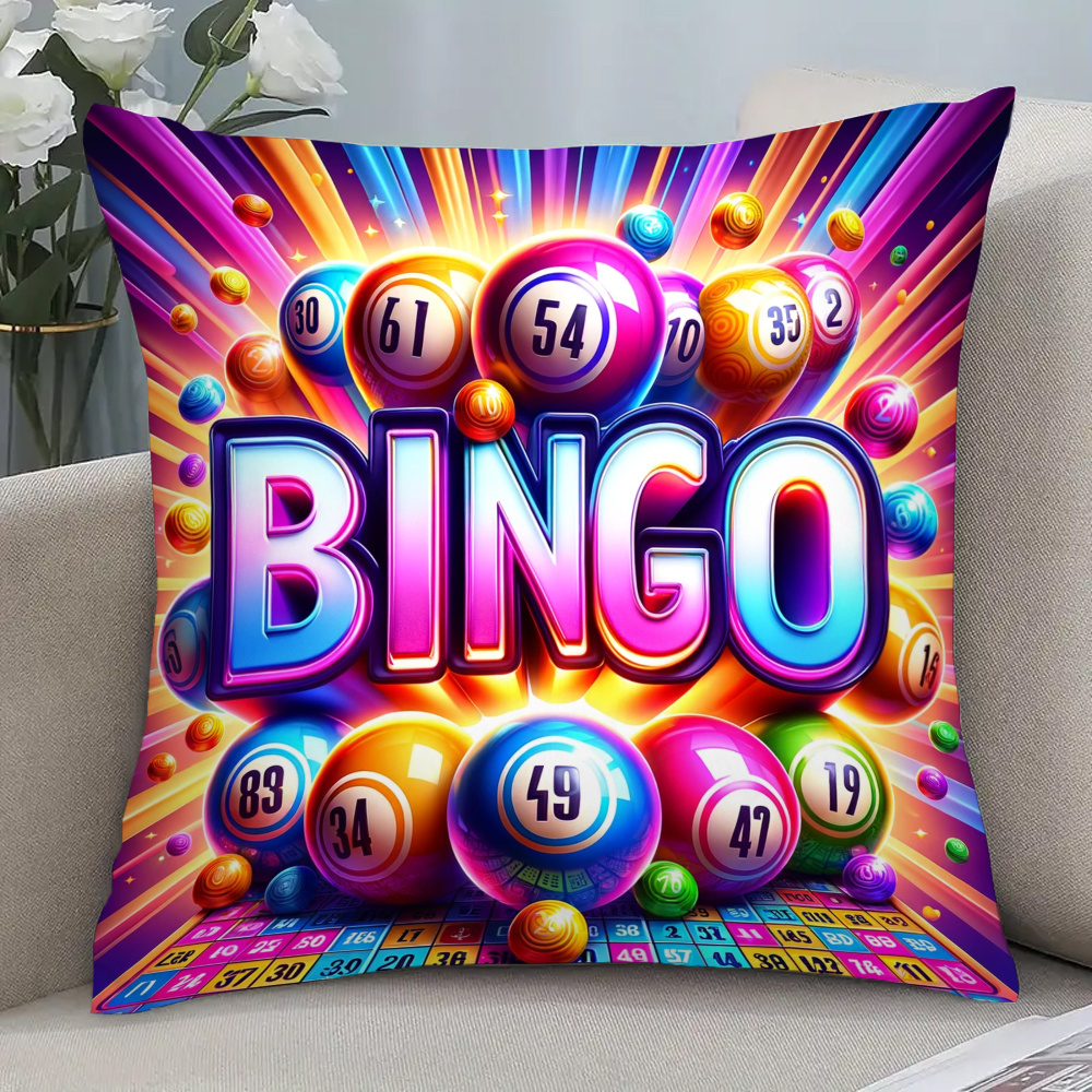 

Chic Bingo-themed Decorative Cushion Cover With Zipper - Farmhouse Style Home & Outdoor Decor, Hand Wash Only, Modern, Cushion Cover