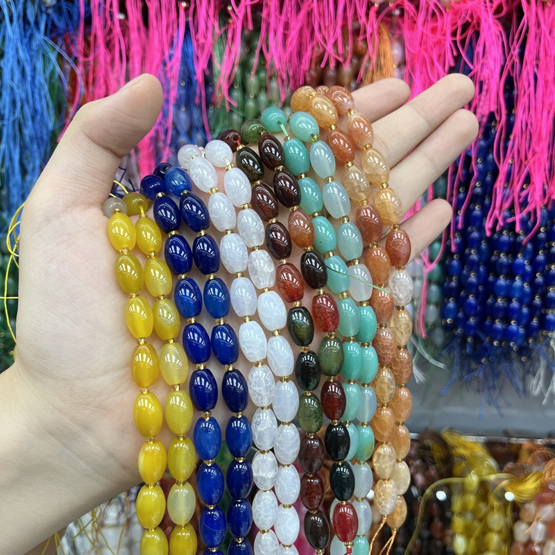 8X12Mm Vibrant Natural Stone Rice Beads Collection