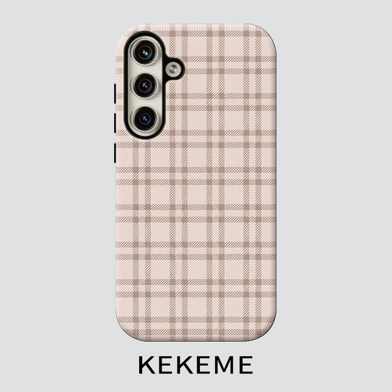 TEMU Phone Case: Kekeme New Plaid White Film 2-in-1 Phone Case, Suitable For Galaxy S26 S25 S24 S23 S22 S21 S21  S21 Fe Edge S20 A15 A16 A17 A23 A32