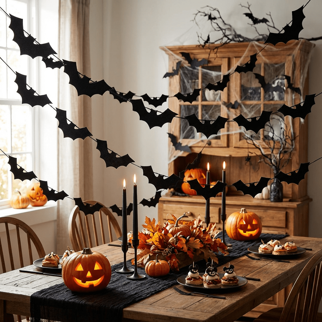 for halloween bat felt bunting garland black hanging decor for halloween party indoor fireplace and outdoor porch