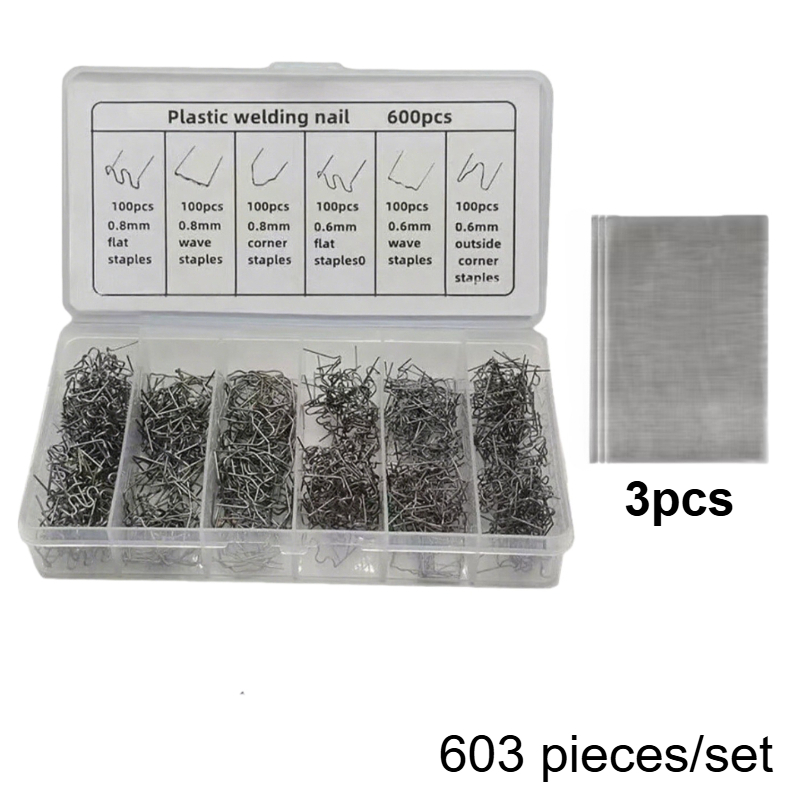 TEMU Kit di riparazione paraurti auto da 603 pezzi (600 pezzi kit di riparazione paraurti auto + rete di riparazione - Bacchette per saldatura in
