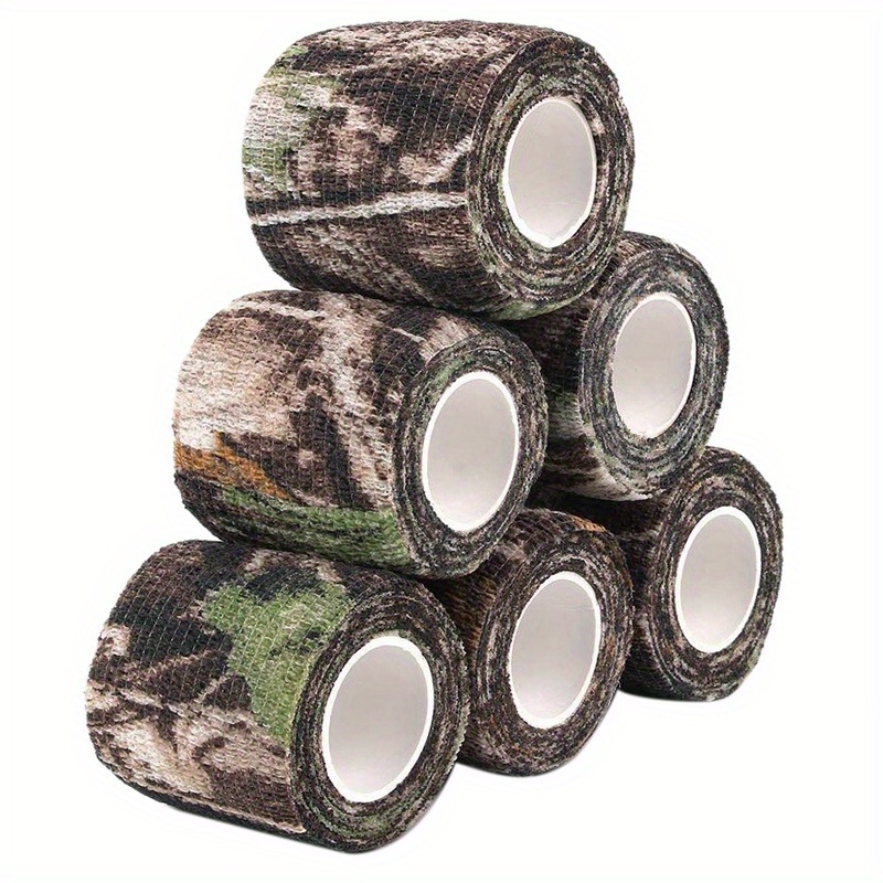 TEMU 6 Rolls Of Camouflage Tape, Adhesive Scope Wrap Camo Stretch Bandage For Camping And Hunting, Bicycle Telescopes