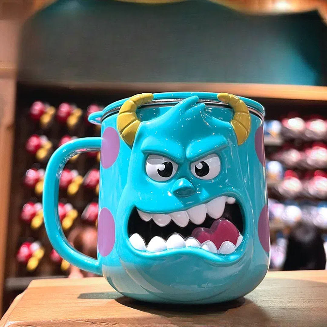 steel coffee mug with lid 260ml blue cartoon design work school outdoor activities and gifts work mug mug style coffee accessories details 1