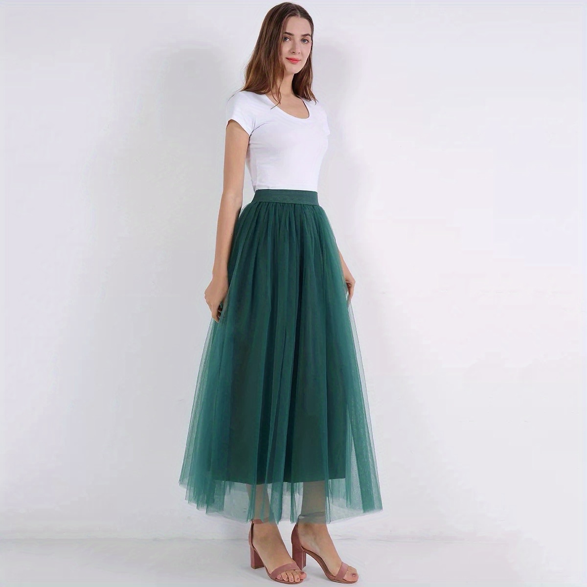 

Women's Long Skirts Waist Layered Tulle A-