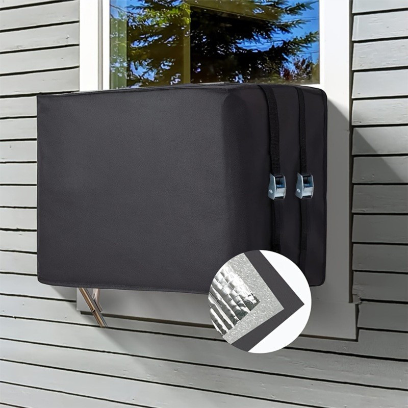 TEMU 1pc Polyester Outdoor Cover - Waterproof & Heat-insulating, 13"h X 17"l, Protective For Home Air Conditioners, No Battery Required
