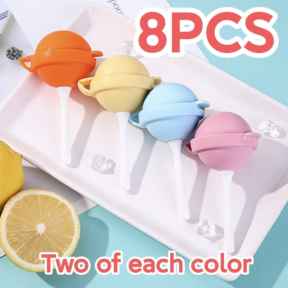 TEMU 8pcs Silicone Lollipop Molds Set, Food Grade Reusable Ice Pop Molds, Molds For Homemade Candy, Chocolate, Jelly, Pack
