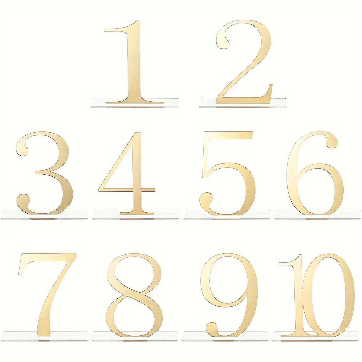 TEMU Flat Printing, Plane, 10pcs Of Table Numbers 1 Acrylic Mirror Table Cards With Protective Film, Suitable For Wedding Banquets, Parties, Birthday