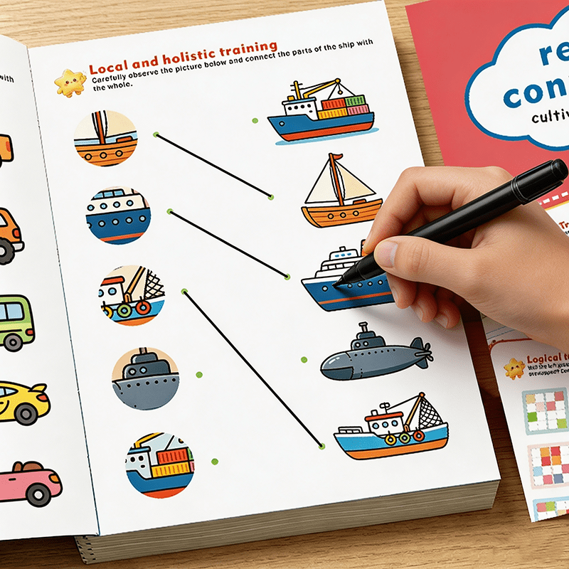 TEMU 1pc 32-page Connecting Activity Manual, Attention And Thinking Training Book, Number-quantity And Shadow Matching , Classroom Activities,