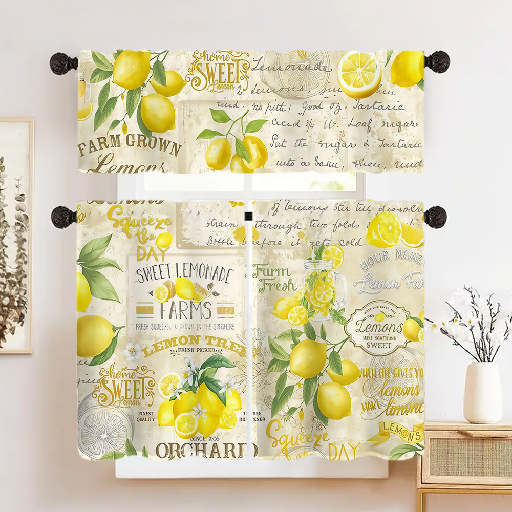 

Lemon Letter Print Polyester Curtain For Living Room, Bedroom, Kitchen, Bathroom - /m² Rod Pocket Drapes, Multi-scene Decorative Window Treatment, Entertainment Room, Party Supplies