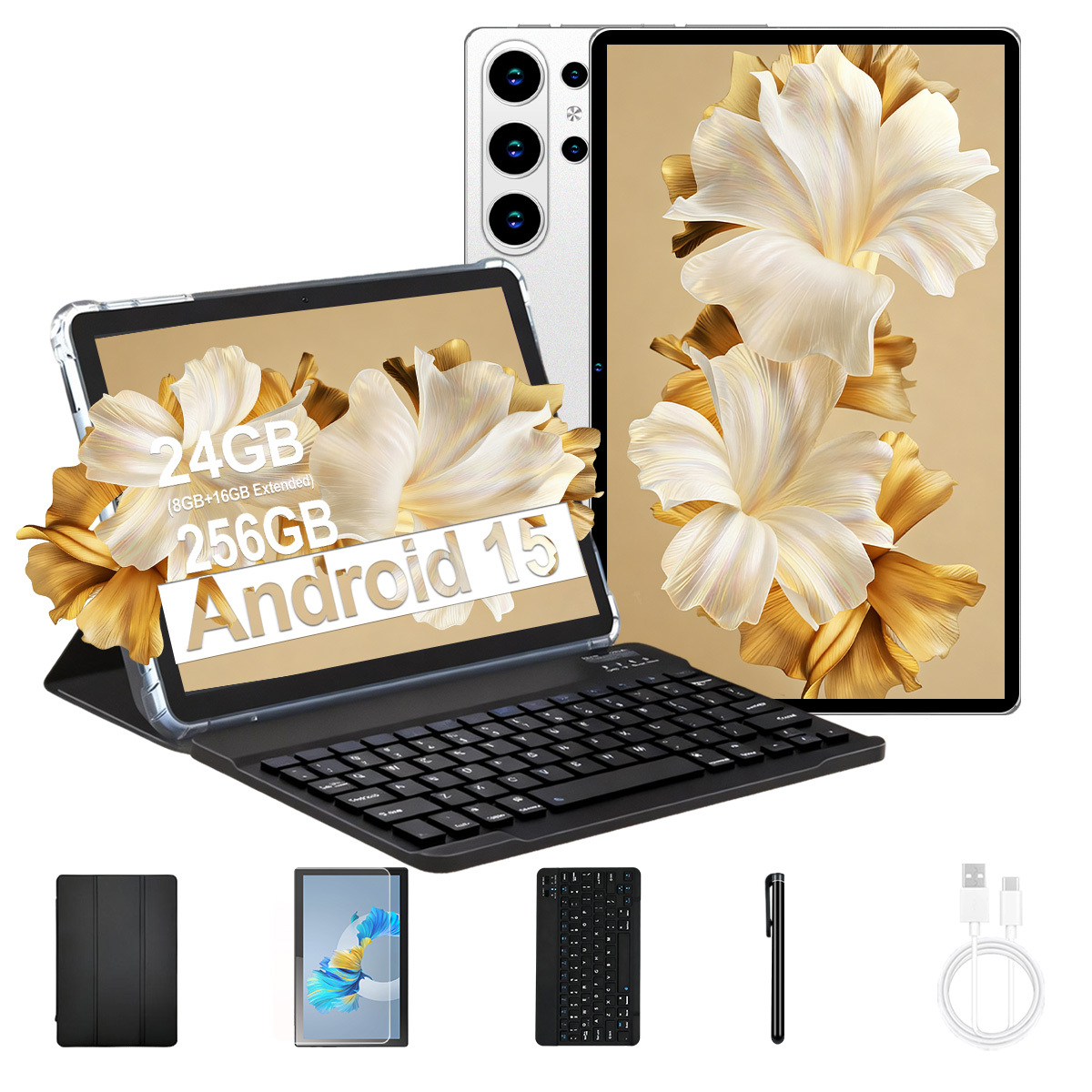 Budget-friendly 15 10.1 Inch Pad, 24gb+256gb Large Capacity Storage, 6000mah Battery, Wifi 6 Connection, 8mp+16mp Dual Lens Student Daily Use Tablet, Tablet, Pad