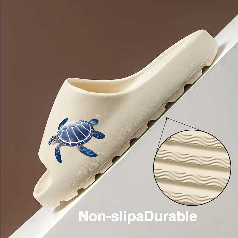 TEMU 1pc Eva Cartoon Turtle Pattern Unisex Slippers Indoor Outdoor Lightweight Comfortable Home Essential Slippers
