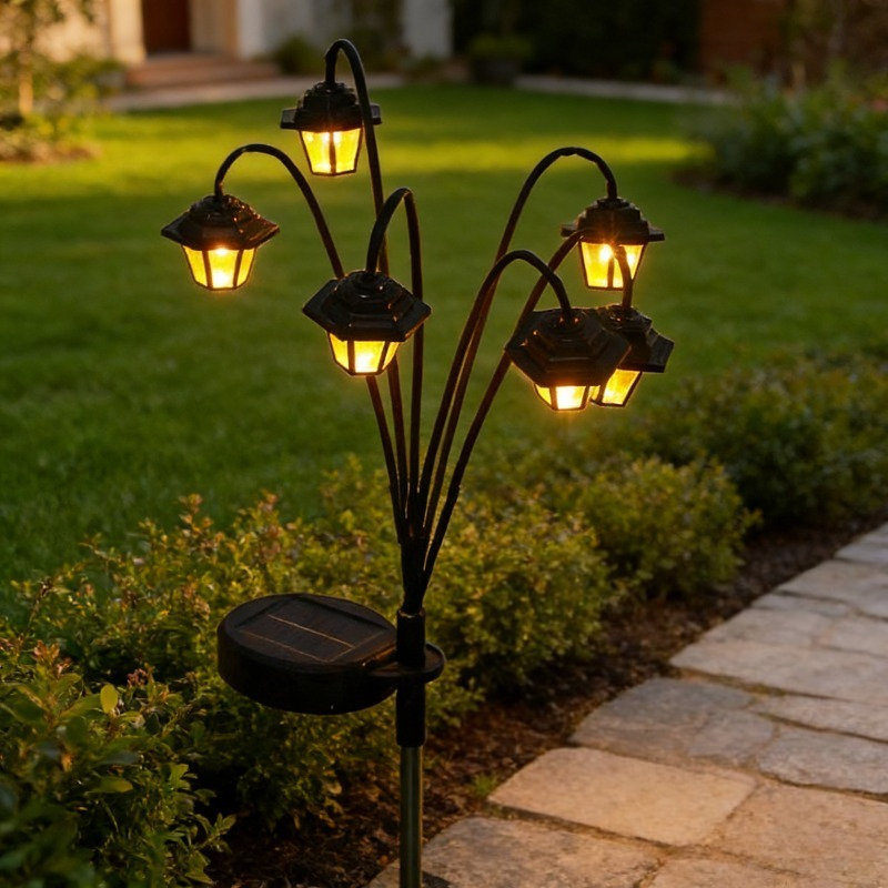1pc outdoor solar vintage   lantern warm light 6 led lamp specifically for courtyard pathway lighting garden landscape decoration artifact hanging light   a classical   atmosphere villa yard aisle lighting