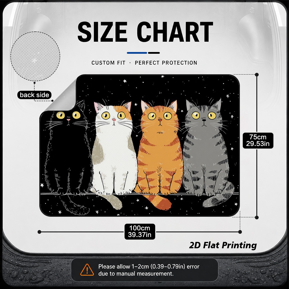 TEMU 2d Flat,1pc Halloween 4 Cats Starry Car Boot Trunk Mat - Anti-slip Cargo Liner, Wear-resistant And Durable, Enhances Decoration, Universal Fit,