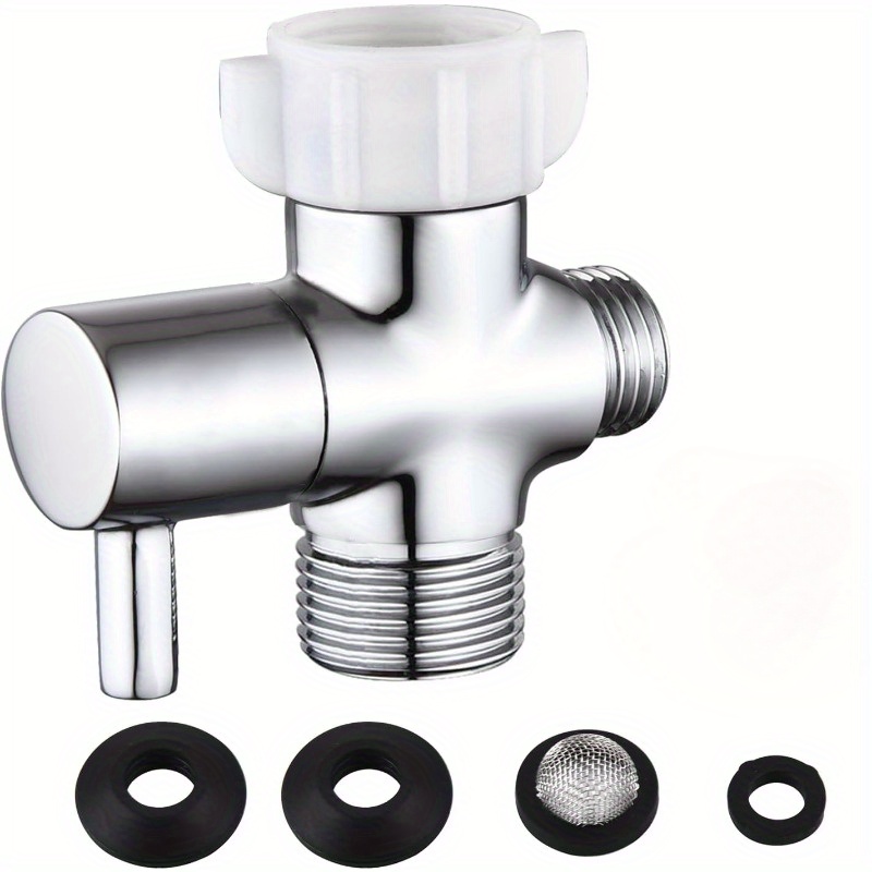 TEMU 304 304 Stainless Steel T-adapter Toilet Diverter Valve With Shutoff Valve - G7/8 American Thread, Chrome End, Includes O-ring And Mesh Filter,