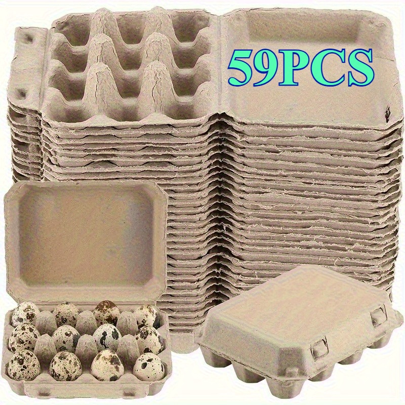 Image of 59 Quail Egg Storage Boxes, Each Of Holding 12 Eggs, Reusable Paper Egg Containers, Refrigerator Storage Trays, Farmhouse Style, Paper Materials, Egg Racks