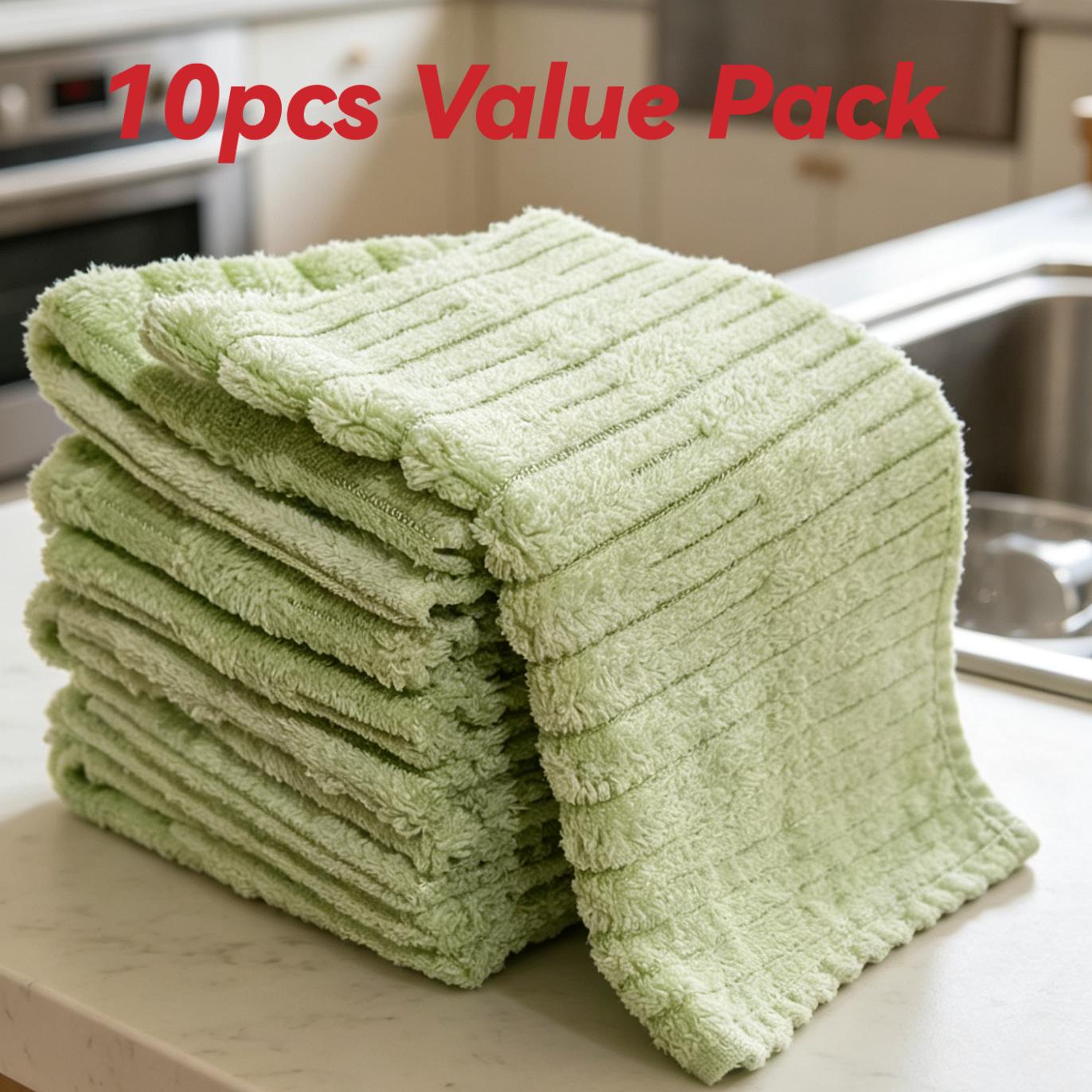 TEMU 10pcs New Thick Kitchen Cleaning Cloth Multi Purpose Soft Fabric Wipe Countertop Glass Car Bathroom Home Use Easy Washable Reuse Thick Multi