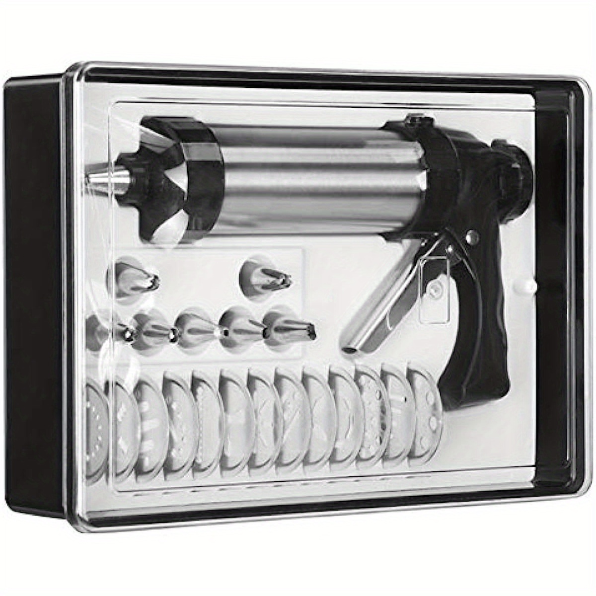 TEMU Luxury Stainless Steel Cookie Press Gun Kit-diy Cookie Machine And Decorator With 8 1 Frosting Tip, 13 1 Design Mold, Easy Loading Handle And