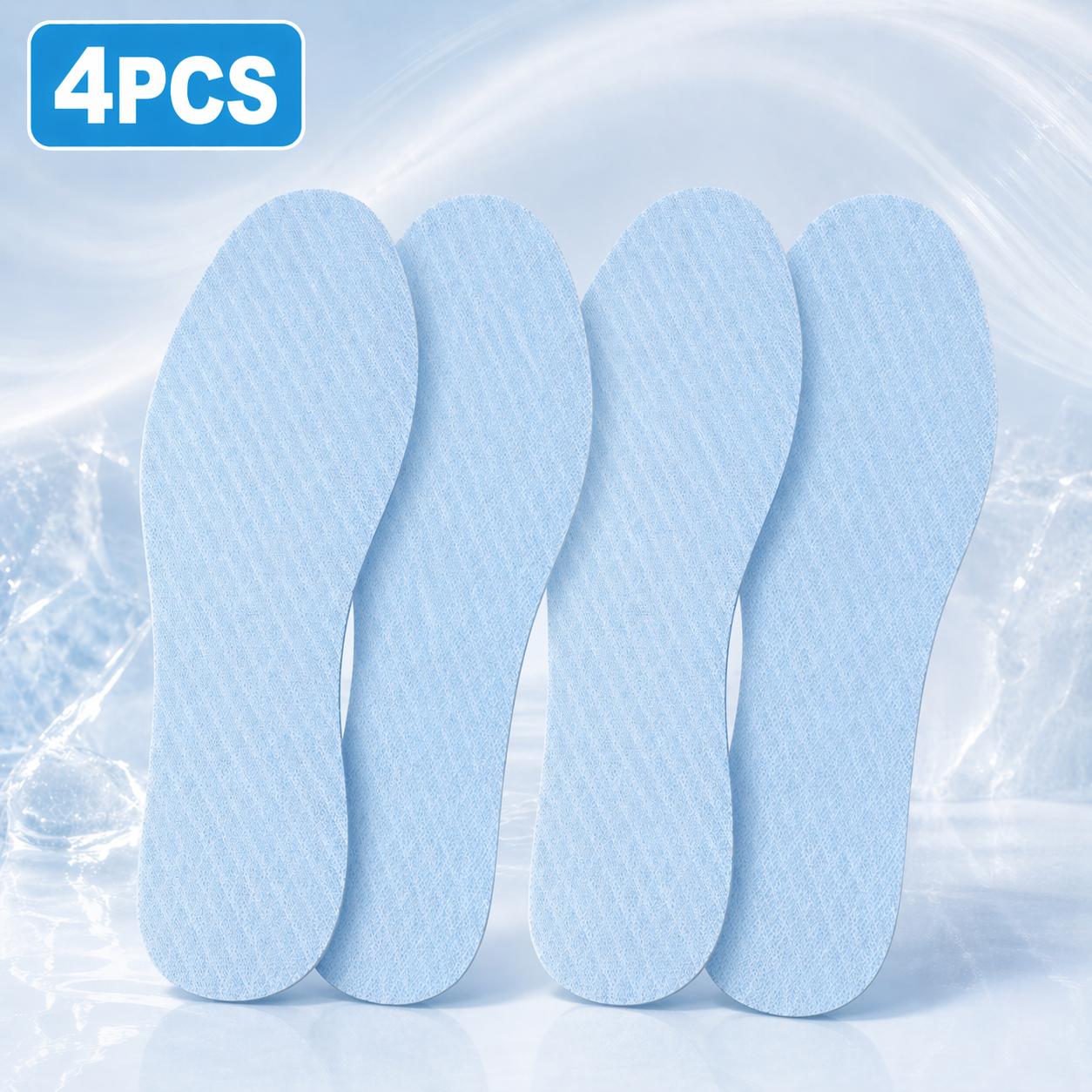 4pcs Summer Cooling Insoles, Barefoot Insoles, Sweat-absorbent& Moisture-wicking, Soft, Comfortable& Reusable, Blue