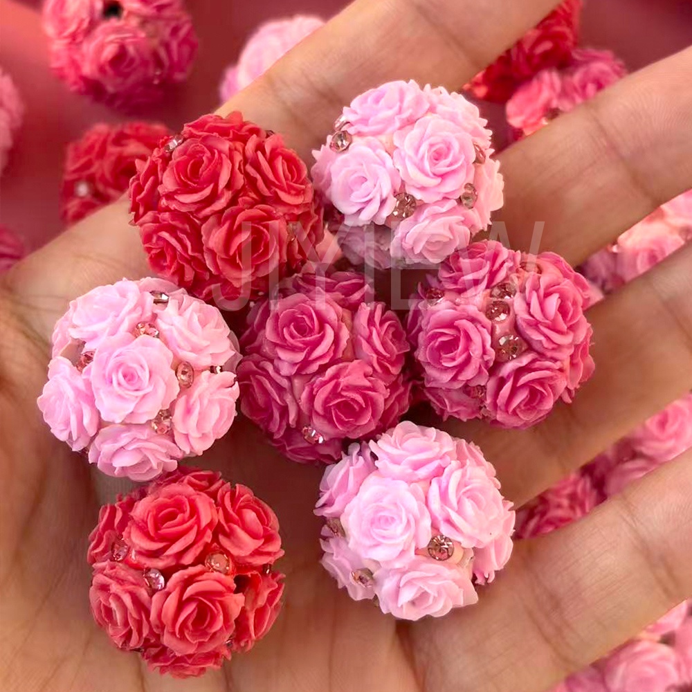 TEMU 2/4pcs Valentine's Day Rose Flower Bead Balls Random Mixed Series Colors, Romantic Clay Loose Beads, For Beading Pen Phone Chain Key Pendant Car