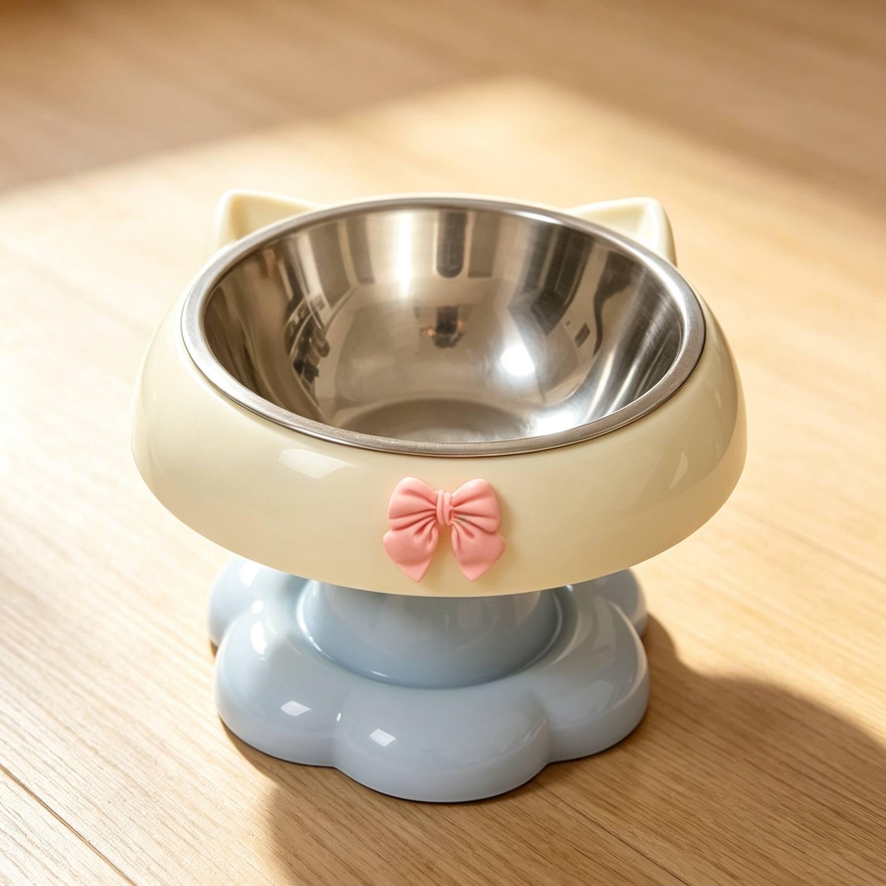 TEMU Stainless Steel Large-capacity Cat Bowl, Cat Food Bowl, Meal Bowl, Water Bowl, Cervical Spine-protecting Cat Feeder, Stainless Bowl,