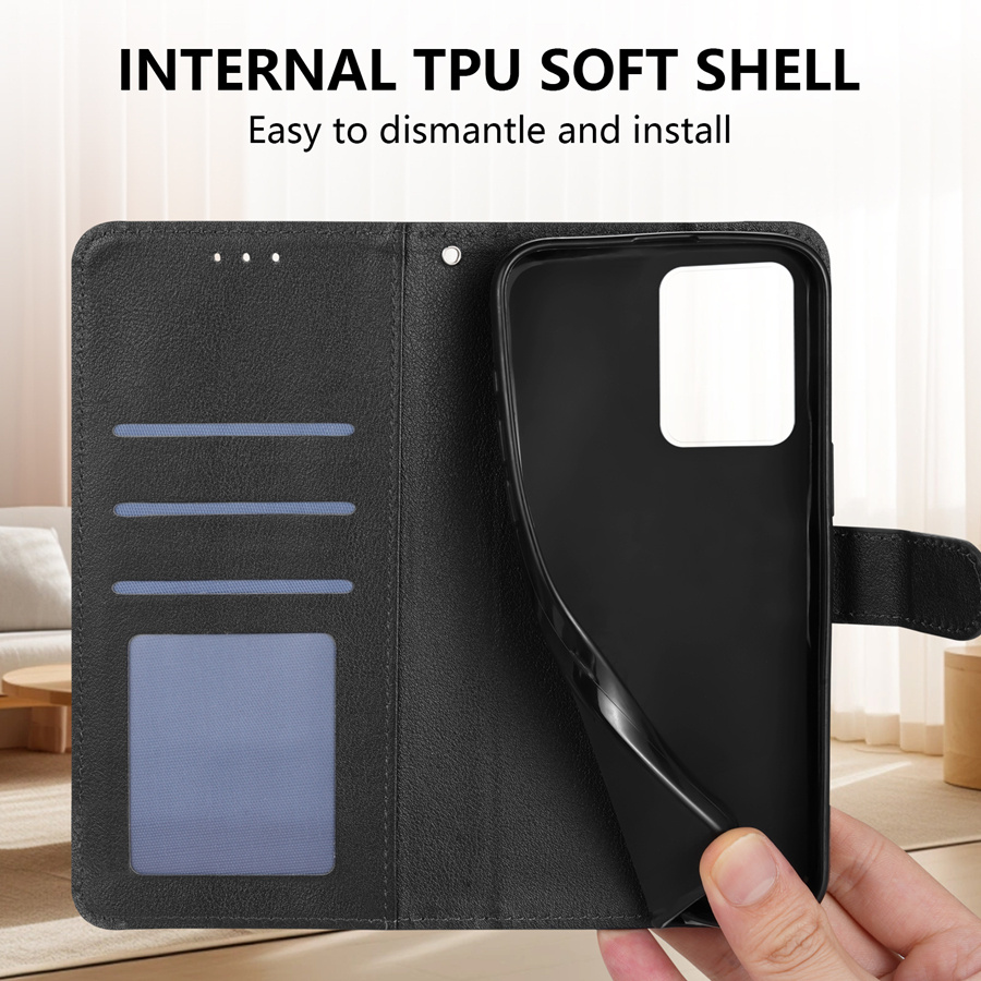 Husă pentru telefon: Portofel cu slot pentru carduri, ramă foto, suport, curea de mână, flip magnetic, din piele artificială de înaltă calitate, pentru Xiaomi Redmi Note 13 Pro 12S 11 11S 10 9 8T 7 14C 13C 12 12C 10C 9A 9C 9T Poco X6 C75 C65 M6 Pro X5 M5s 14T 13T, husă rezistentă la șocuri, portcard