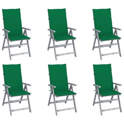 patio reclining chairs 6pcs with cushions solid acacia wood