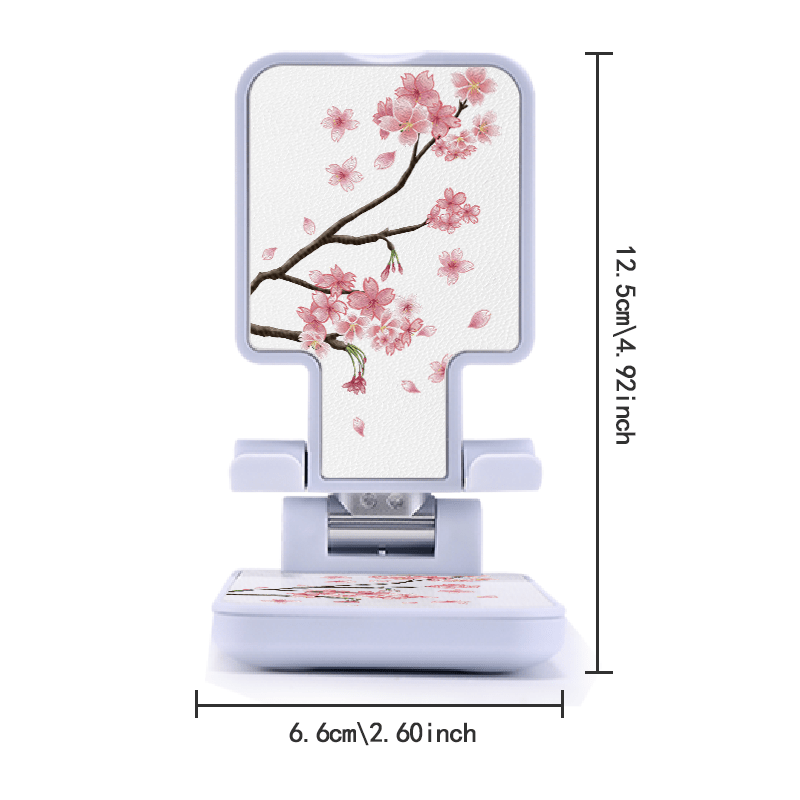 TEMU Portable Stand With Adjustable Height And Angle, Cherry Branch Print Pattern, Non- Abs Material, Foldable Design With Stable Grip And Non-slip