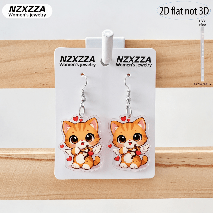 6 Pairs Cute Cat Dangle Earrings Set