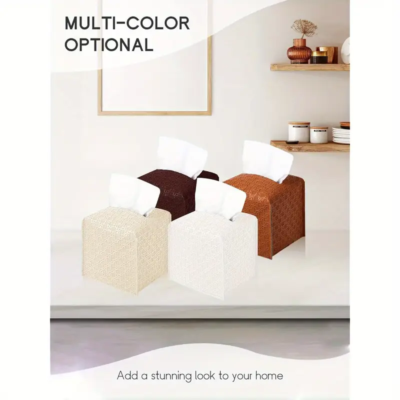 elegant square tissue box cover with textured pattern 5 x5 x5 camel design durable plastic bathroom organizer for tissues toiletries cosmetics toiletry storage decorative holder sturdy construction Product details 3