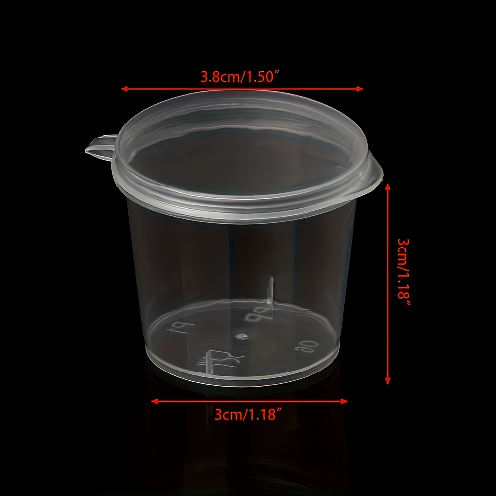50-Pack 2oz Clear PP Plastic Sauce Cups with Lids