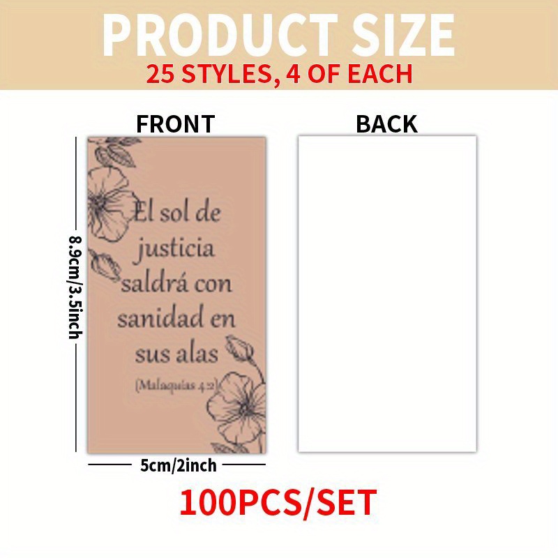 TEMU Set de 100 tarjetas con diseños florales vibrantes y versículos bíblicos y poemas - Ideal para oraciones y como regalos para queridos Navidad,