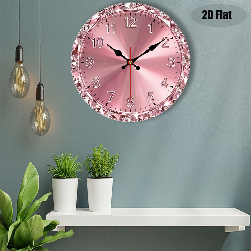 TEMU 2d Plane. 1pc. Luxury-themed Wooden Wall Clock With Diamond Edges, Suitable For Decorating Bedrooms, Living Rooms, And Offices, Available In 10