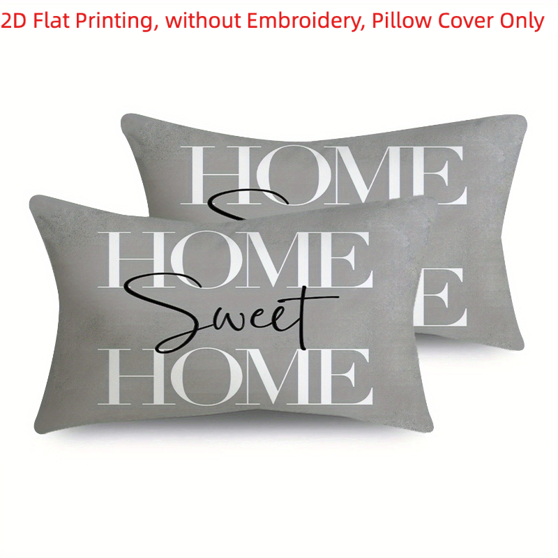 TEMU 2d Flat Printing, 2pcs, Spring Gray Throw Pillow Covers Cushion Case For Home Decoration Single-sided Printing, Without Embroidery, Pillow