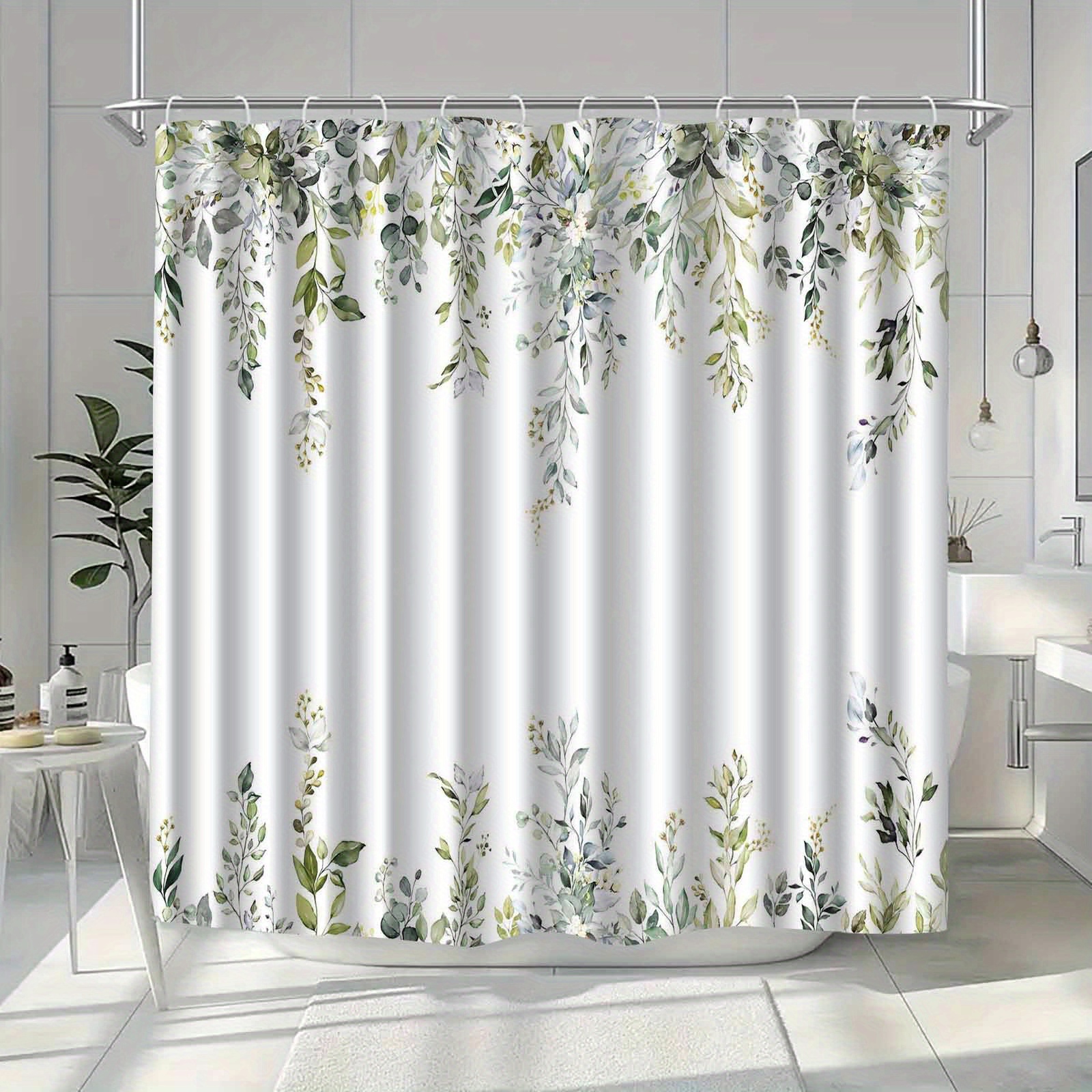 TEMU Jit1pcs Simple And Vine Plant Leaf Pattern Shower Curtain, High-end Elegant Bathroom Curtain Shower Curtain, Shower Curtain Home Decoration