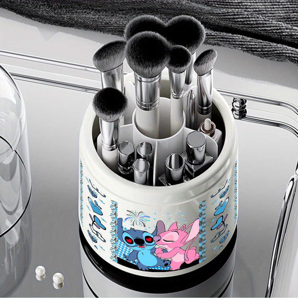 1pc     themed rotating makeup brush organizer large capacity plastic storage box with 360 degree rotation ideal for cosmetics stationery and desk organization holiday gift idea desk organization   design durable plastic   accessories Product details 1