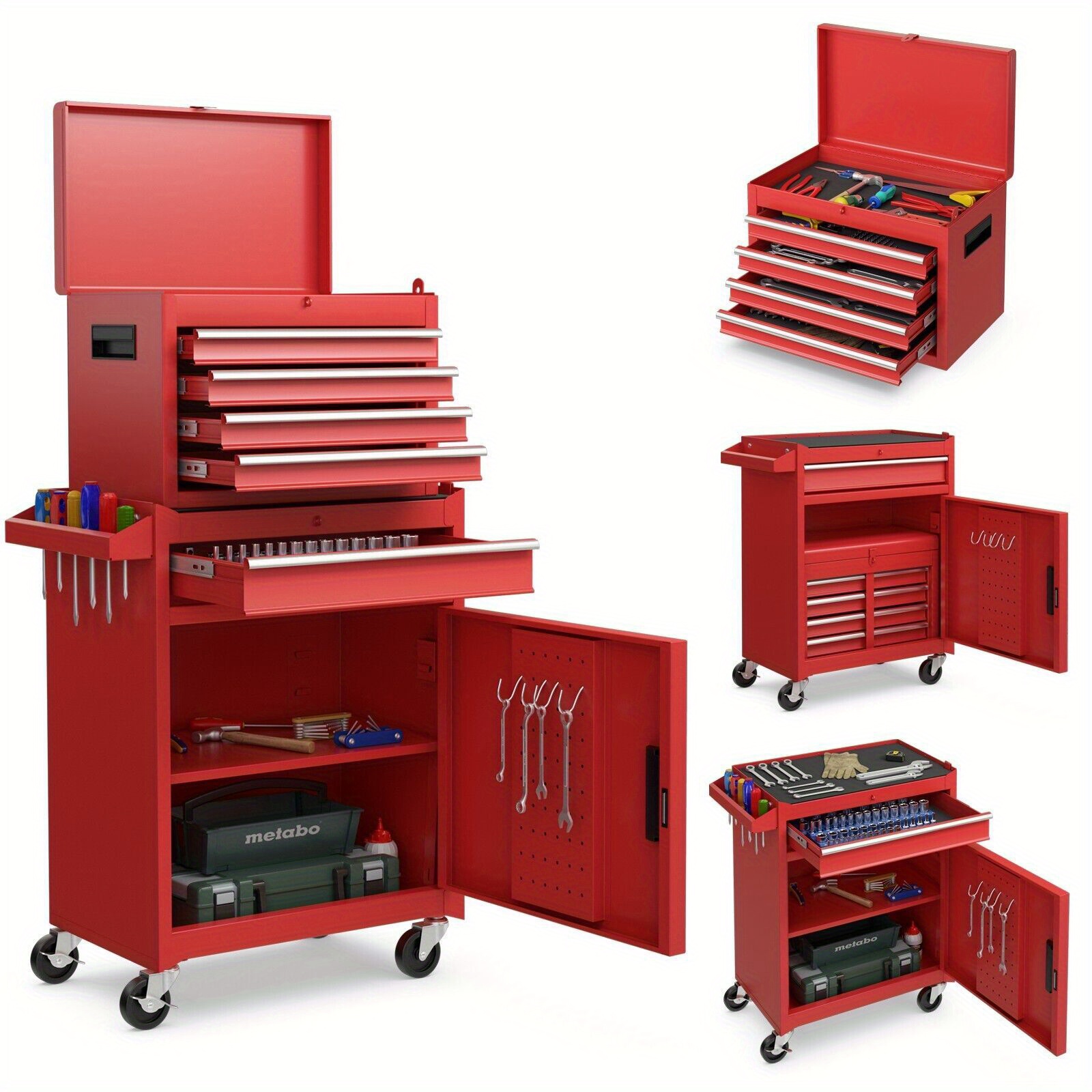 5 drawer rolling tool chest high capacity tool storage cabinet w lockable wheel 0