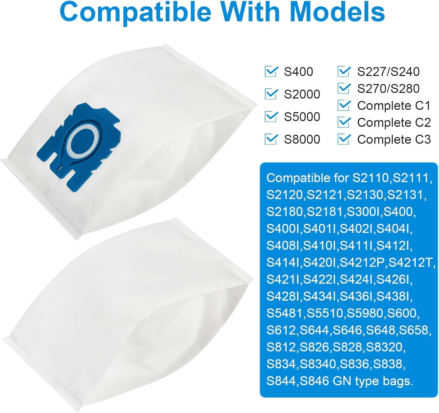 advanced dust filter bag suitable for vacuum cleaners compatible with   complete c2 c3 c1 c2 c3 s400i s456i s600 s658   s858   s2999   s5999  0 s8999 series high   replacement gn fjm bag details 0